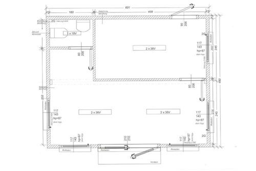 Grundriss unseres Verkaufscontainers VP1 mit zwei Büroräumen