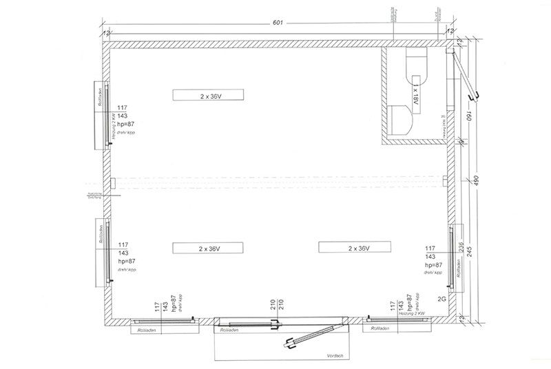 Skizze des Verkaufscontainers VP3