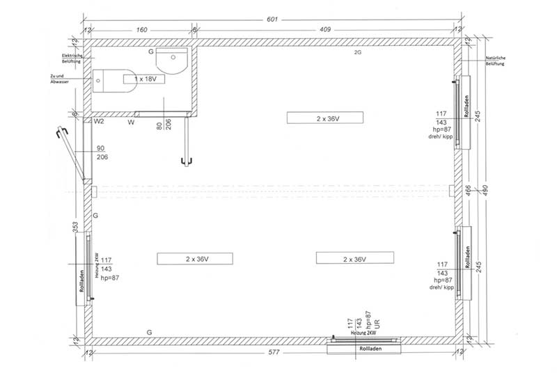 Grundriss unseres Verkaufscontainers VP4